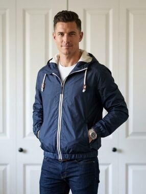 Soul Star Windbreaker Men's Hooded Raincoat with Water-Resistant Design, SZ M